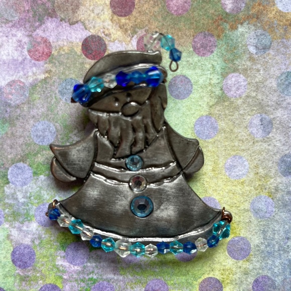 VTG ARTISAN Embellished Santa Metal Pin - Picture 4 of 5